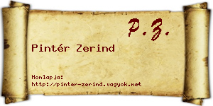 Pintér Zerind névjegykártya